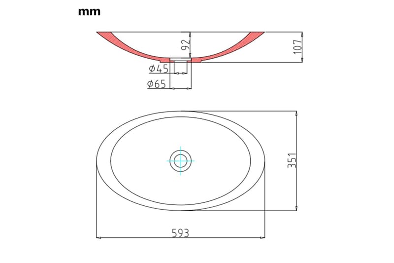 håndvask 59,3 x 35,1 x 10,7 cm mineralstøbt/marmorstøbt hvid - Hvid - Hus & renovering - Køkken & bad - Badeværelse - Håndvaske - Lille håndvask