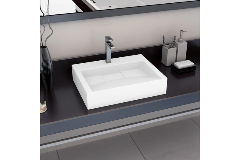 håndvask 60 x 38 x 11 cm mineralstøbt/marmorstøbt hvid - Hvid - Lille håndvask