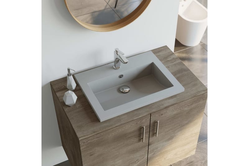 håndvask 600x450x120 mm granit grå - Grå - Lille håndvask