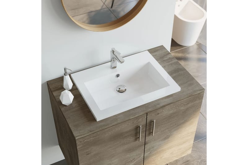 håndvask 600x450x120 mm granit hvid - Hvid - Lille håndvask