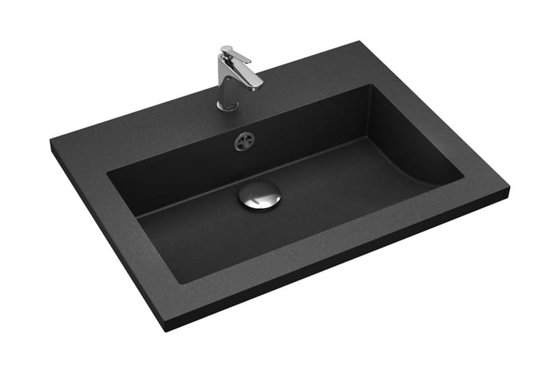 håndvask 600x450x120 mm granit sort - Sort - Lille håndvask