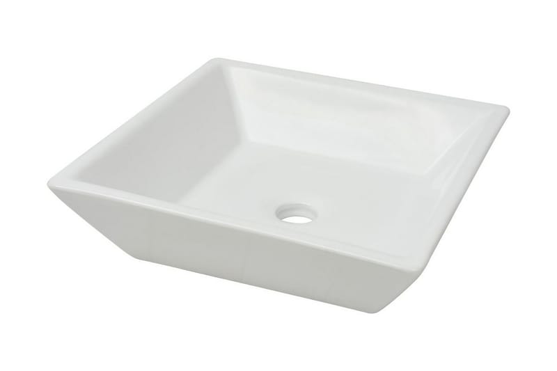 håndvask firkantet keramik 41,5 x 41,5 x 12 cm hvid - Hvid - Hus & renovering - Køkken & bad - Badeværelse - Håndvaske - Lille håndvask