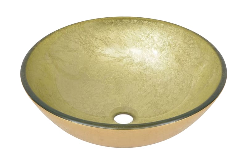 håndvask hærdet glas 42 cm guldfarvet - Guld - Lille håndvask