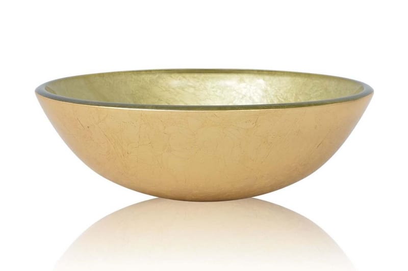 håndvask hærdet glas 42 cm guldfarvet - Guld - Hus & renovering - Køkken & bad - Badeværelse - Håndvaske - Lille håndvask