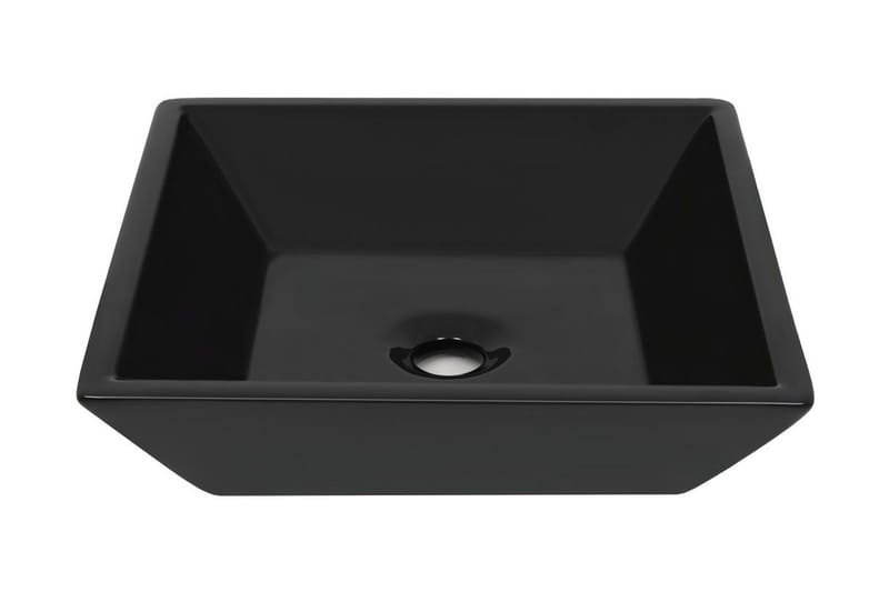 håndvask keramik firkantet sort 41,5 x 41,5 x 12 cm - Sort - Hus & renovering - Køkken & bad - Badeværelse - Håndvaske - Lille håndvask