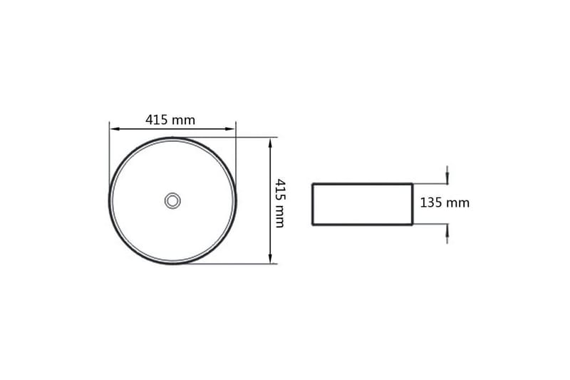 håndvask keramik rund sort 41,5 x 13,5 cm - Sort - Lille håndvask