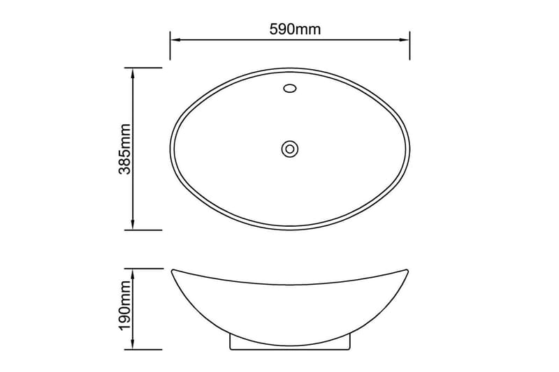 håndvask keramisk oval med overløb 59 x 38,5 cm - Hvid - Hus & renovering - Køkken & bad - Badeværelse - Håndvaske - Lille håndvask