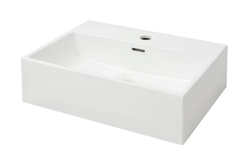 håndvask med hul til vandhane keramik 51,5x38,5x15 cm hvid - Hvid - Lille håndvask