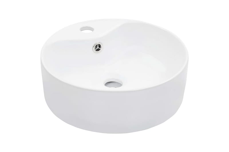 håndvask med overløb 36 x 13 cm keramik hvid - Hvid - Lille håndvask