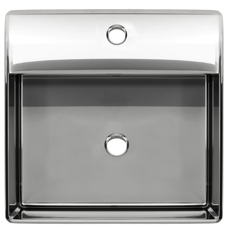 håndvask med overløb 41 x 41 x 15 cm keramik sølvfarvet - Sølv - Lille håndvask