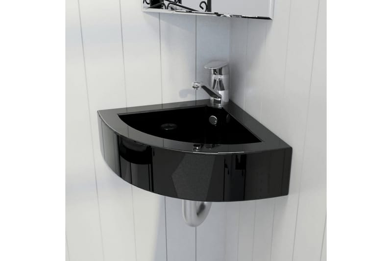 håndvask med overløb 45 x 32 x 12,5 cm sort - Sort - Lille håndvask