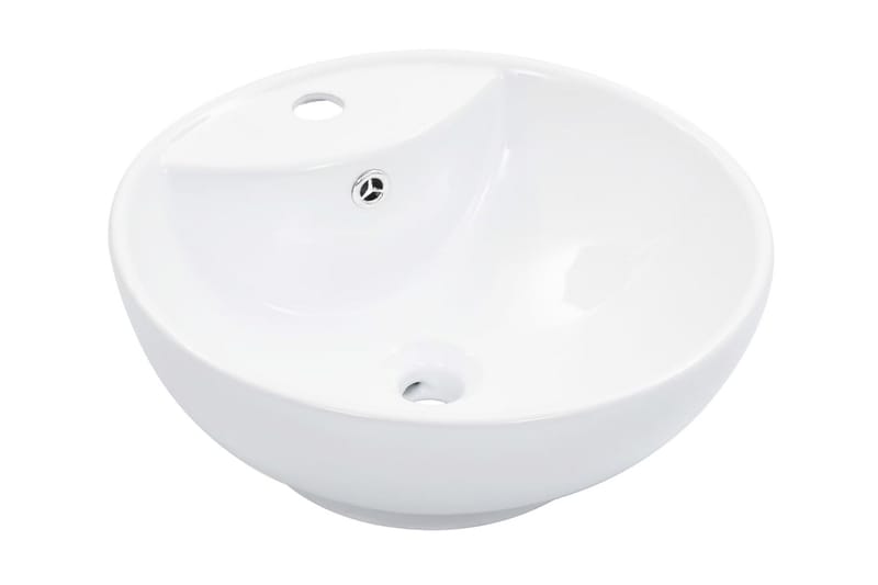 håndvask med overløb 46,5 x 18 cm keramik hvid - Hvid - Lille håndvask