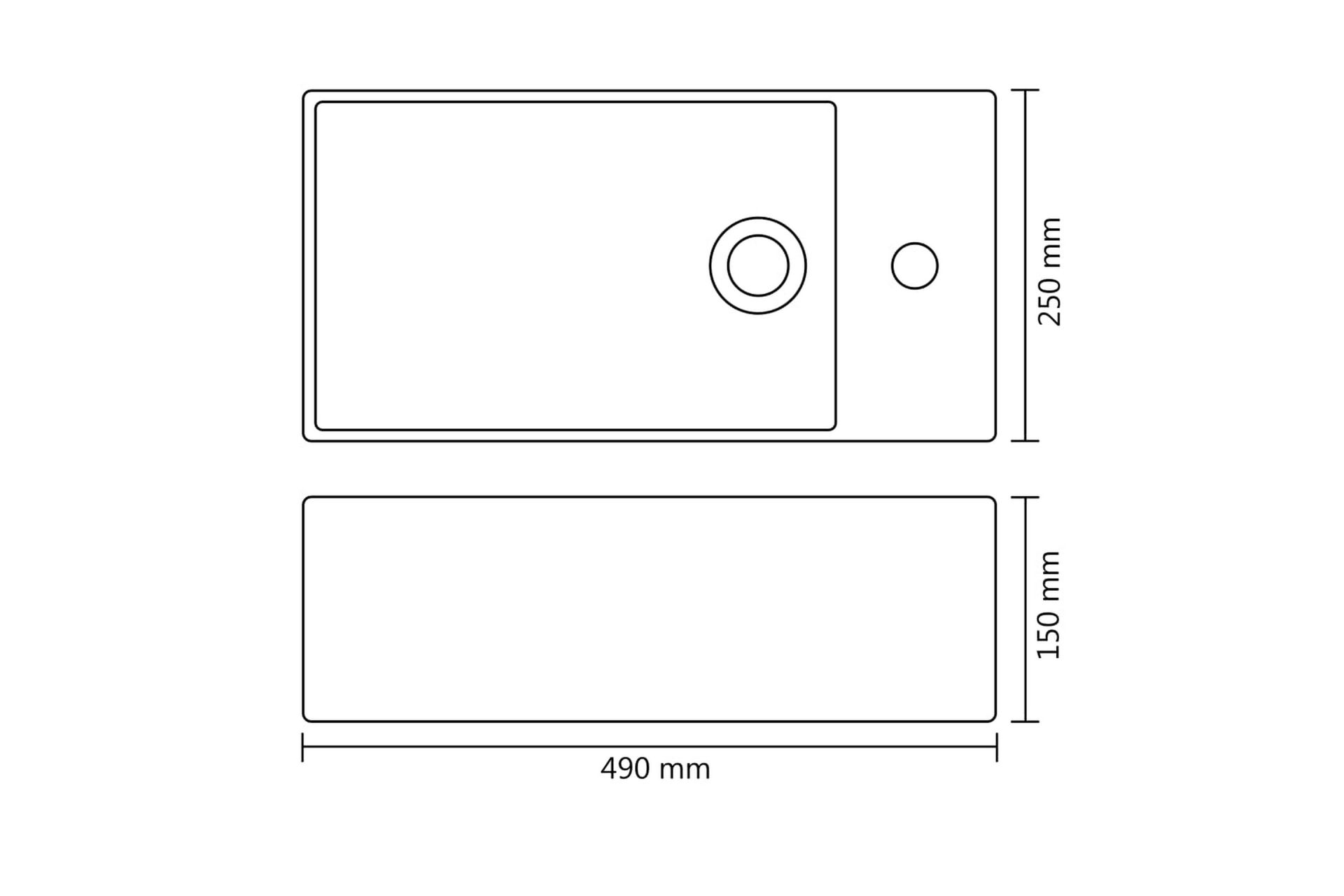 håndvask med overløb 49 x 25 x 15 cm keramik guldfarvet - Guld - Hus & renovering - Køkken & bad - Badeværelse - Håndvaske - Lille håndvask