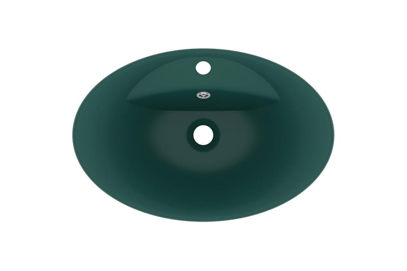 Håndvask Med Overløb 58,5x39 cm Keramik Oval Mat Mørkegrøn - Hus & renovering - Køkken & bad - Badeværelse - Håndvaske - Lille håndvask