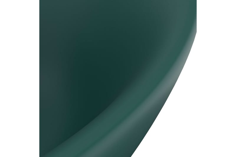 Håndvask Med Overløb 58,5x39 cm Keramik Oval Mat Mørkegrøn - Hus & renovering - Køkken & bad - Badeværelse - Håndvaske - Lille håndvask