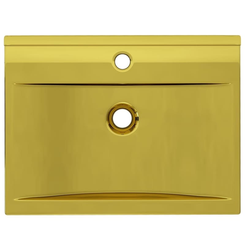 håndvask med overløb 60 x 46 x 16 cm keramik guldfarvet - Guld - Lille håndvask