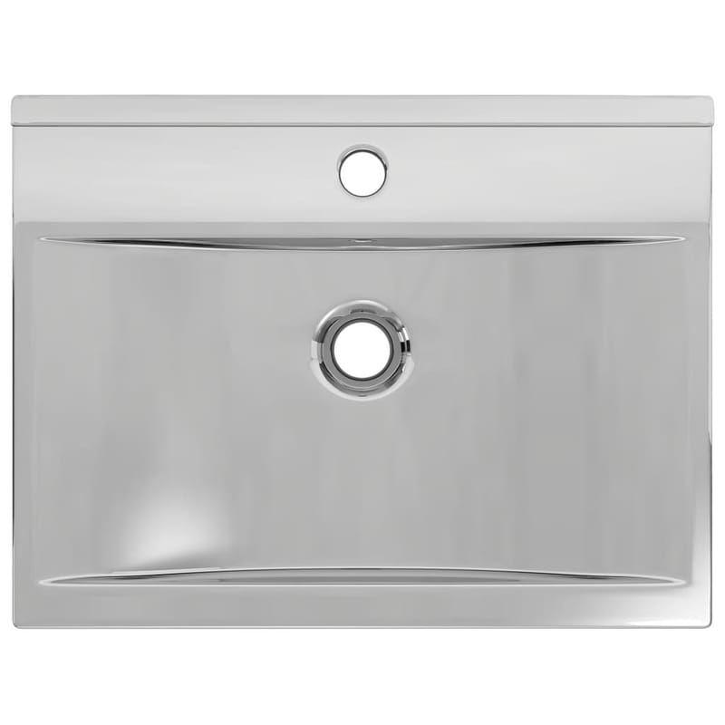 håndvask med overløb 60 x 46 x 16 cm keramik sølvfarvet - Sølv - Lille håndvask