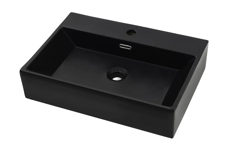 håndvask med vandhanehul keramik 60,5 x 42,5 x 14,5 cm sort - Sort - Hus & renovering - Køkken & bad - Badeværelse - Håndvaske - Lille håndvask