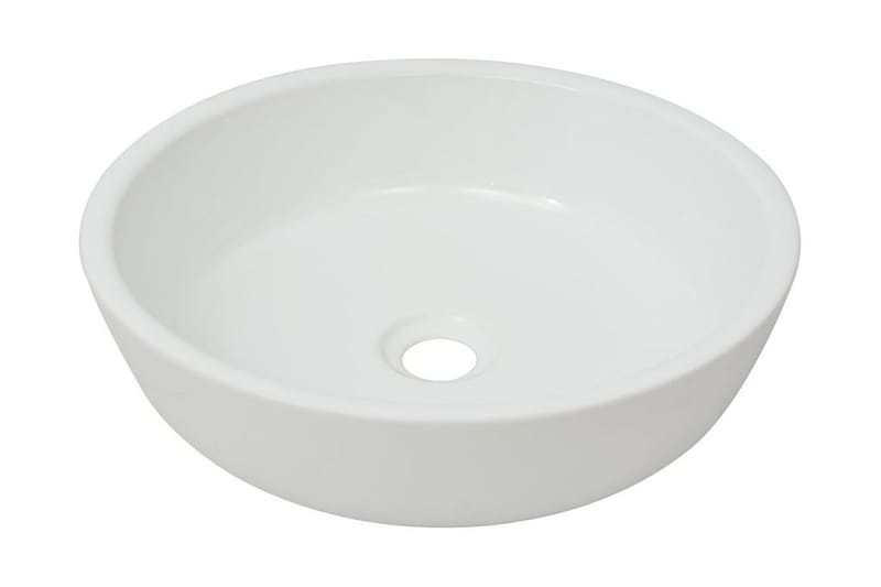 håndvask rund keramik 42x12 cm hvid - Hvid - Lille håndvask