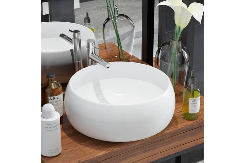 håndvask rund keramik hvid 40 x 15 cm - Hvid - Hus & renovering - Køkken & bad - Badeværelse - Håndvaske - Lille håndvask