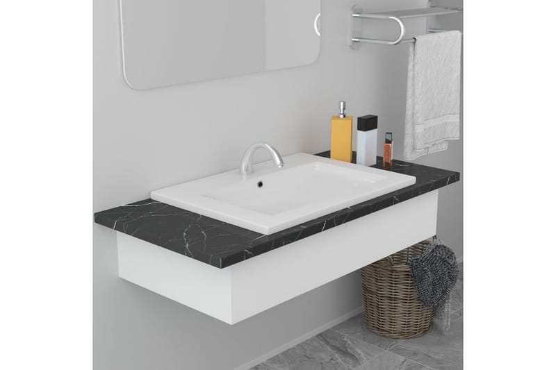 indbygget håndvask 61x39,5x18,5 cm keramisk hvid - Hvid - Hus & renovering - Køkken & bad - Badeværelse - Håndvaske - Lille håndvask