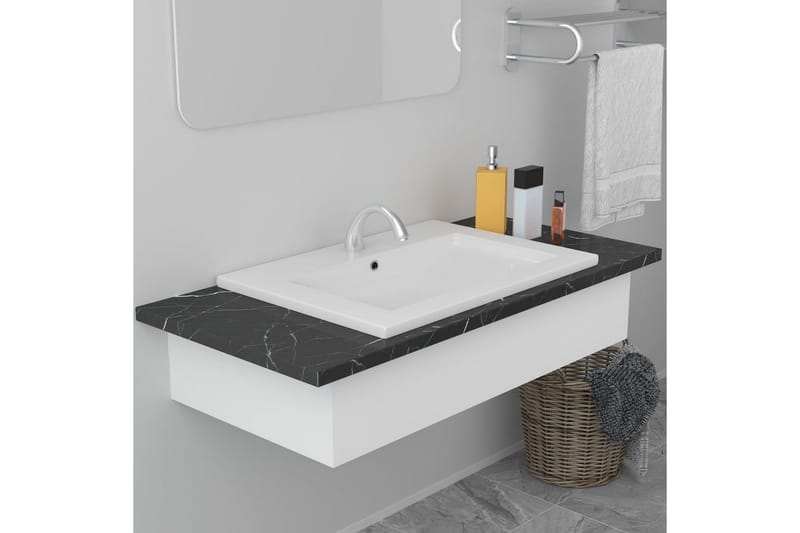 indbygget håndvask 61x39,5x18,5 cm keramisk hvid - Hvid - Lille håndvask
