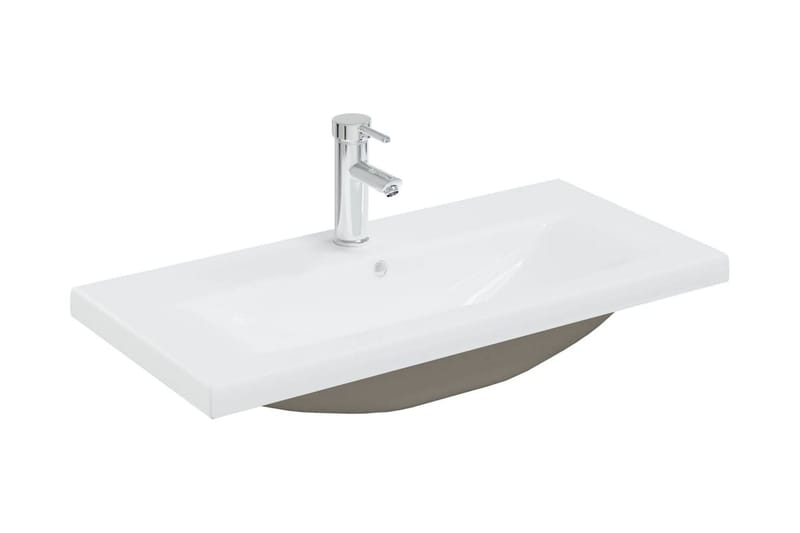 indbygget håndvask med hane 81x39x18 cm keramisk hvid - Lille håndvask