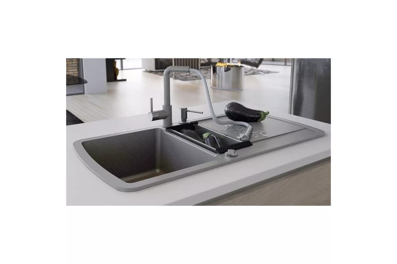 køkkenvask dobbelt vask granit grå - Grå - Lille håndvask