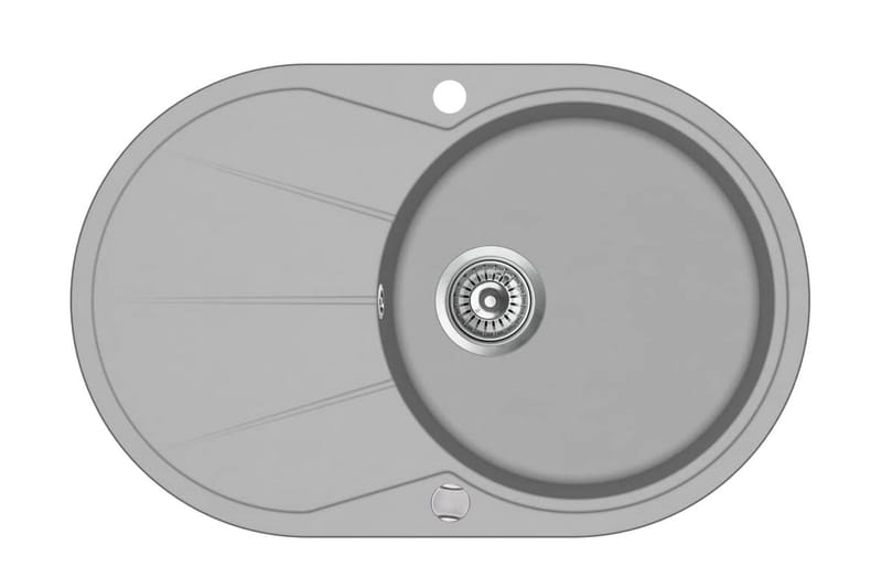køkkenvask enkelt vask oval granit grå - Grå - Lille håndvask