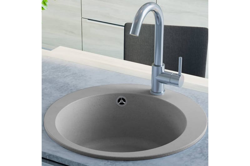 køkkenvask enkelt vask rund granit grå - Grå - Lille håndvask