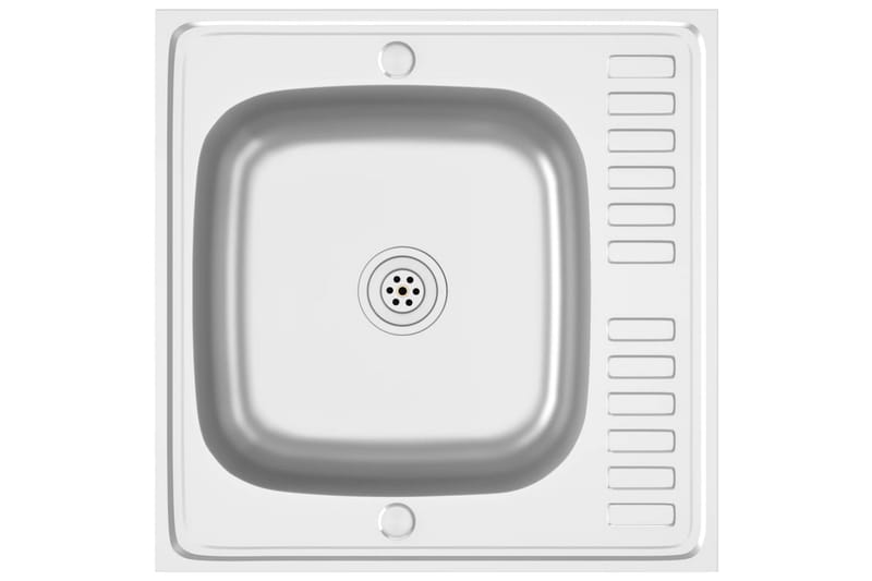 køkkenvask med afløbssæt 600x600x155 mm rustfrit stål - Sølv - Lille håndvask
