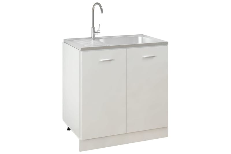 køkkenvask med afløbssæt 800x500x155 mm rustfrit stål - Sølv - Lille håndvask
