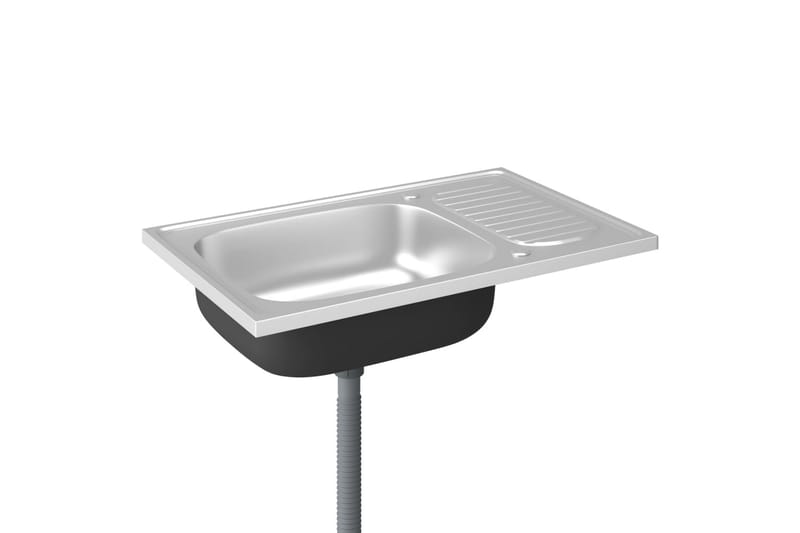 køkkenvask med afløbssæt 800x500x155 mm rustfrit stål - Sølv - Lille håndvask