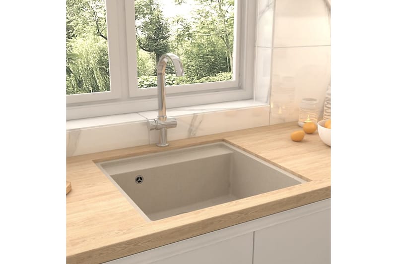 Køkkenvask Med Overløbshul Granit Beige - Beige - Lille håndvask