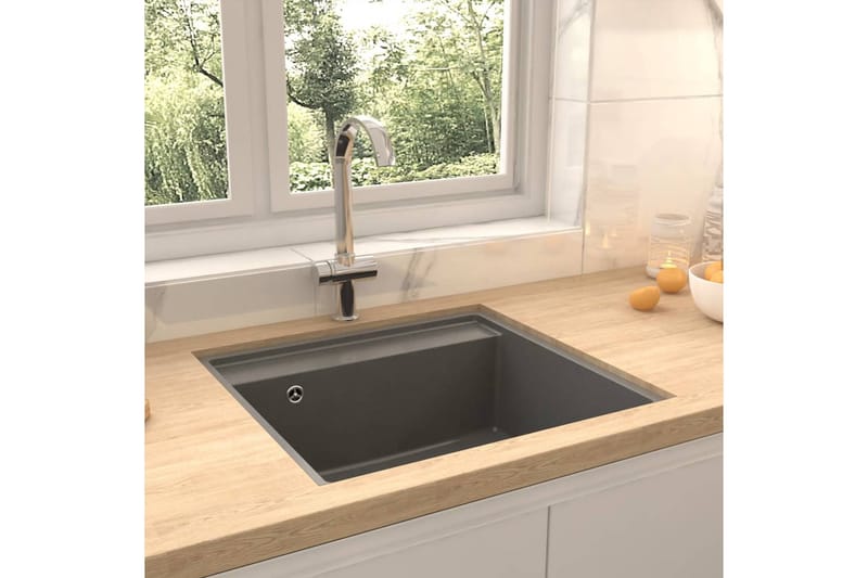 Køkkenvask Med Overløbshul Granit Grå - Grå - Lille håndvask