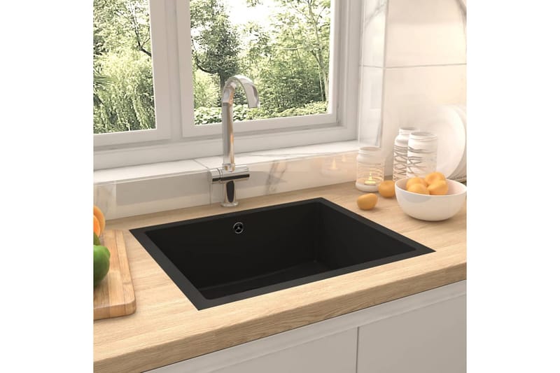 Køkkenvask Med Overløbshul Granit Sort - Sort - Lille håndvask