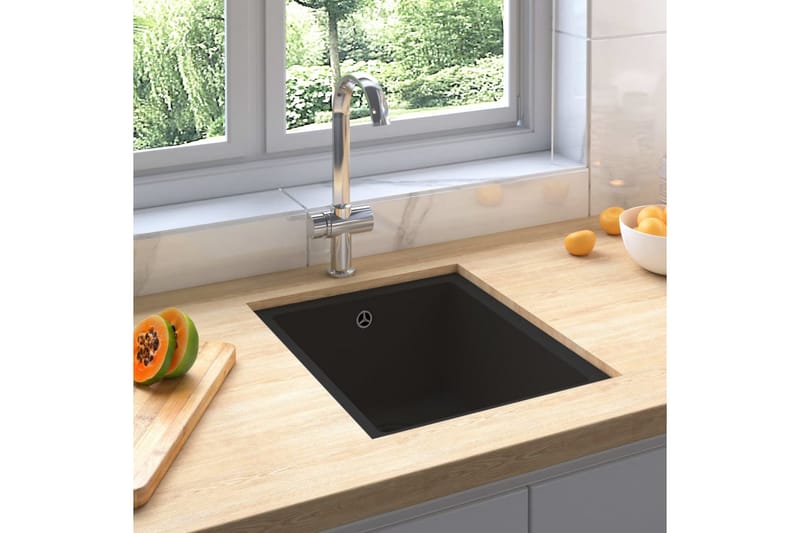 Køkkenvask Med Overløbshul Granit Sort - Sort - Lille håndvask