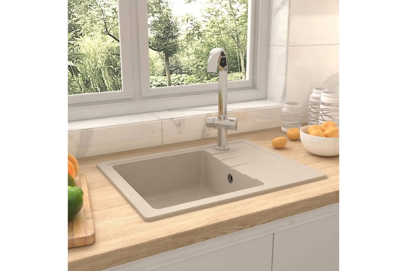 Køkkenvask Med Overløbshul Oval Granit Beige - Beige - Lille håndvask