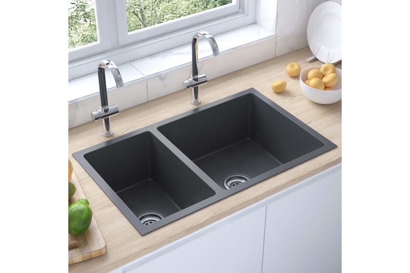 køkkenvask rustfrit stål sort - Sort - Lille håndvask
