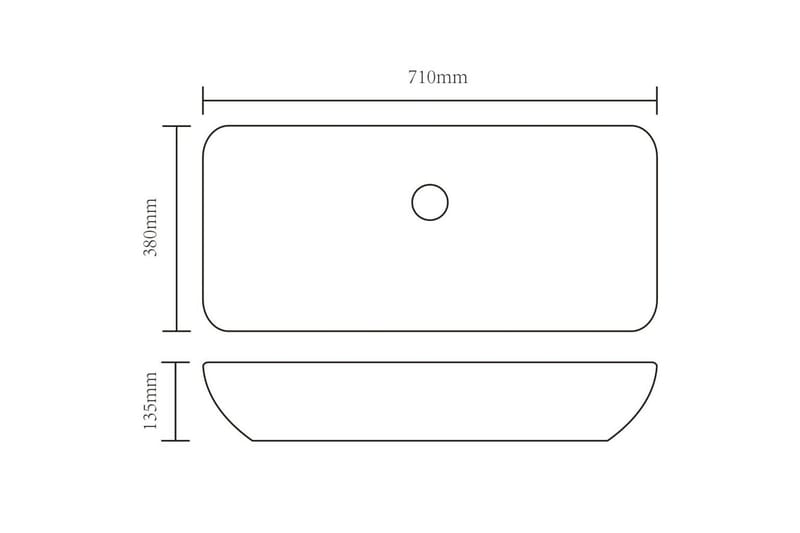 Keramisk badeværelsesvask basin sort rektangulær - Sort - Lille håndvask