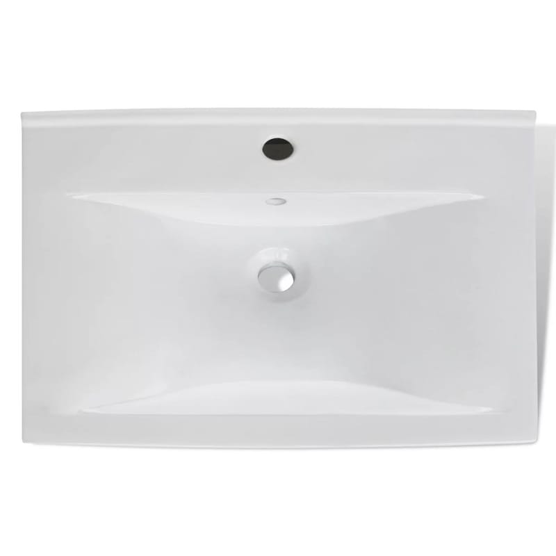 Keramisk firkantet håndvask m. overløb og hanehul 60x46 cm - Hvid - Hus & renovering - Køkken & bad - Badeværelse - Håndvaske - Lille håndvask