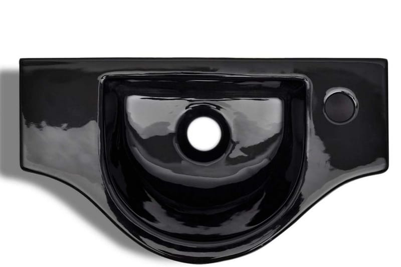 Keramisk håndvask hanehul sort - Sort - Lille håndvask
