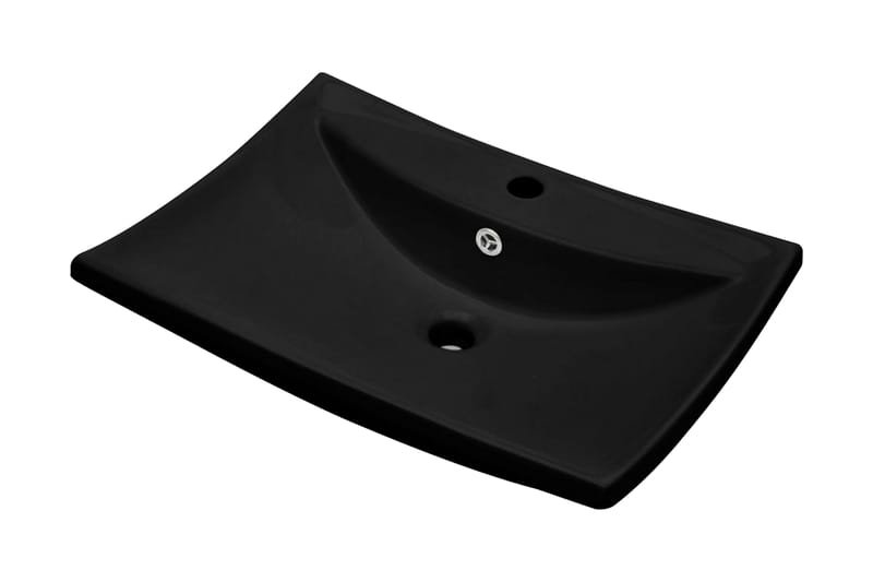 keramisk håndvask m. overløb & hul til hane sort - Sort - Lille håndvask