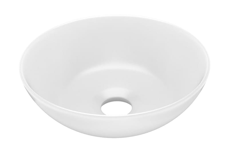 Keramisk Håndvask Til Badeværelse Rund Mat Hvid - Lille håndvask
