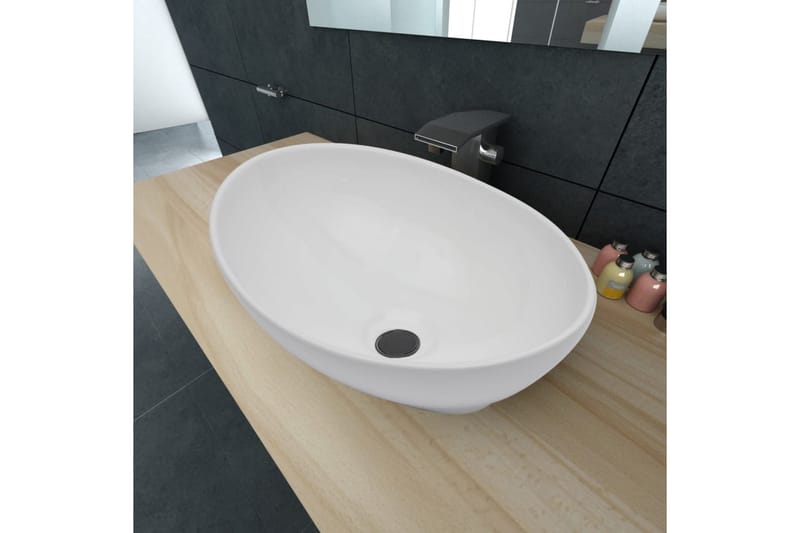keramisk luksushåndvask oval hvid 40 x 33 cm - Hvid - Hus & renovering - Køkken & bad - Badeværelse - Håndvaske - Lille håndvask