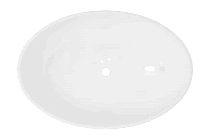 keramisk luksushåndvask oval hvid 40 x 33 cm - Hvid - Lille håndvask