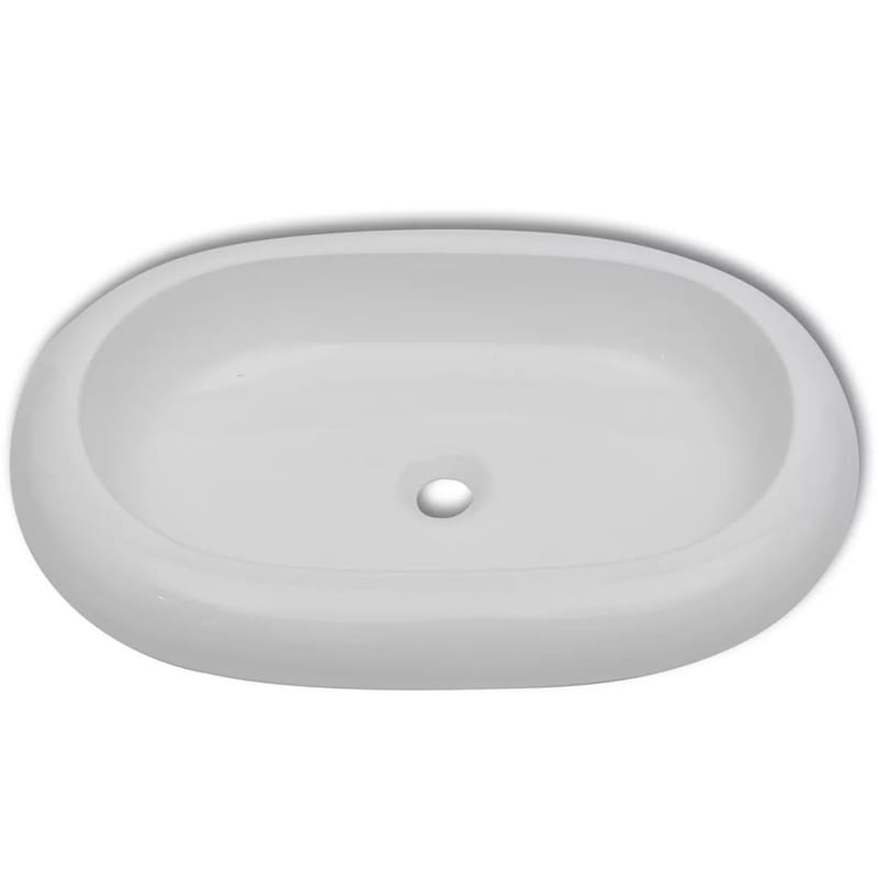 keramisk luksushåndvask oval hvid 63 x 42 cm - Hvid - Lille håndvask