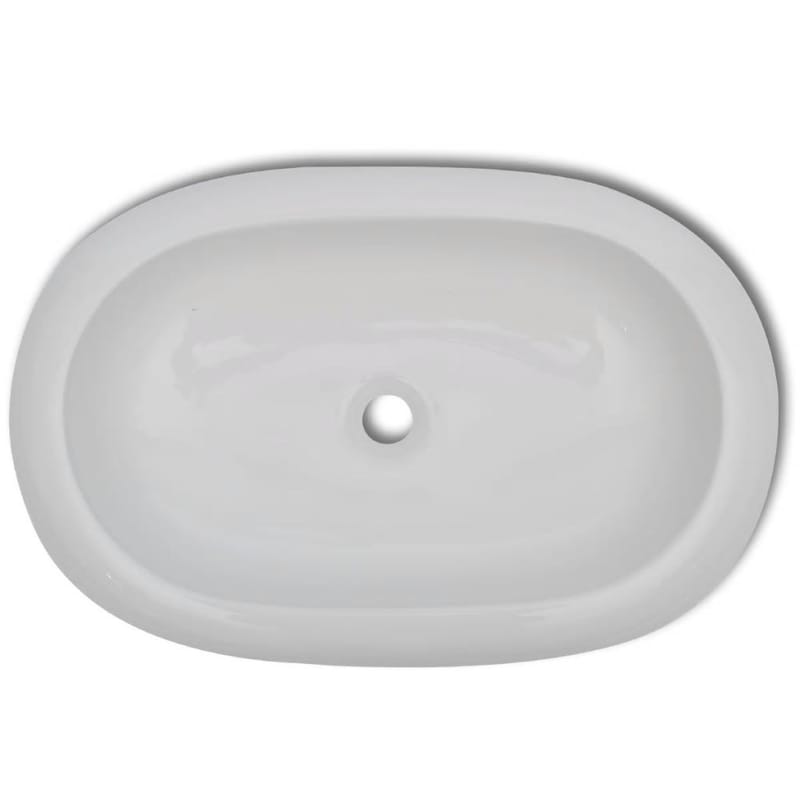 keramisk luksushåndvask oval hvid 63 x 42 cm - Hvid - Hus & renovering - Køkken & bad - Badeværelse - Håndvaske - Lille håndvask