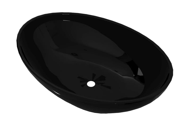 keramisk luksushåndvask oval sort 40 x 33 cm - Sort - Lille håndvask