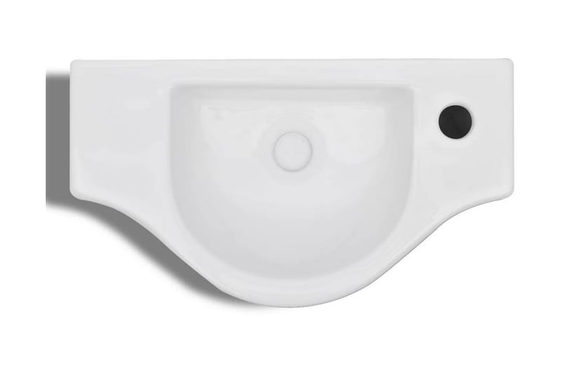 Keramisk vask overløb hanehul hvid - Hvid - Lille håndvask